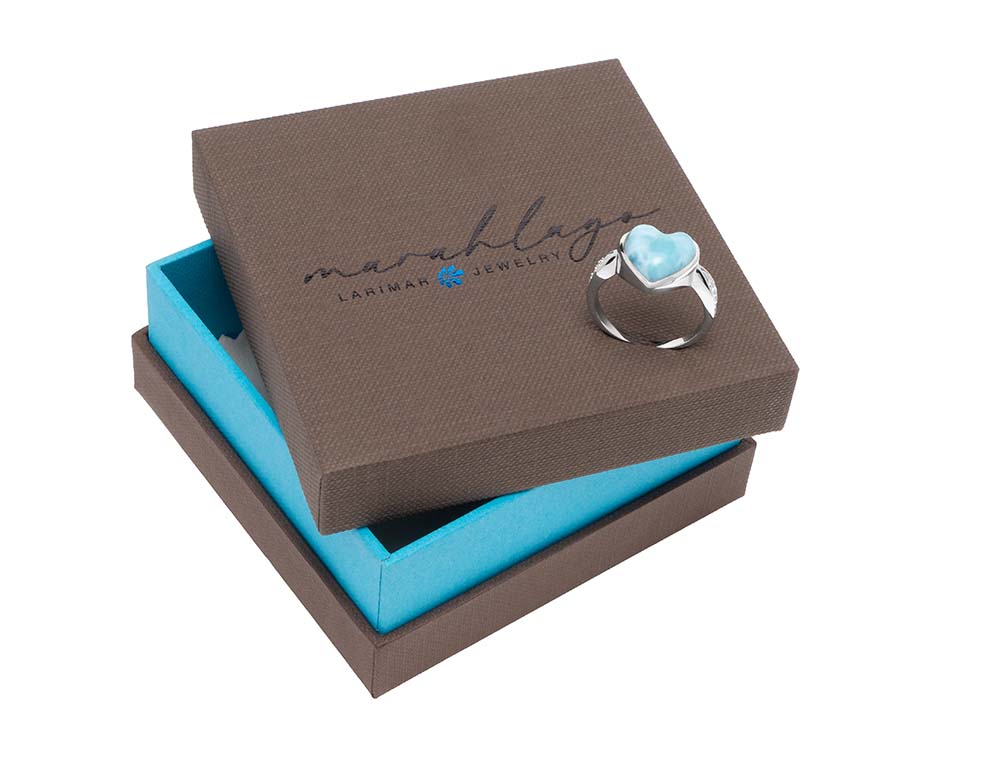 Heart Ring with sapphire and larimar in silver
