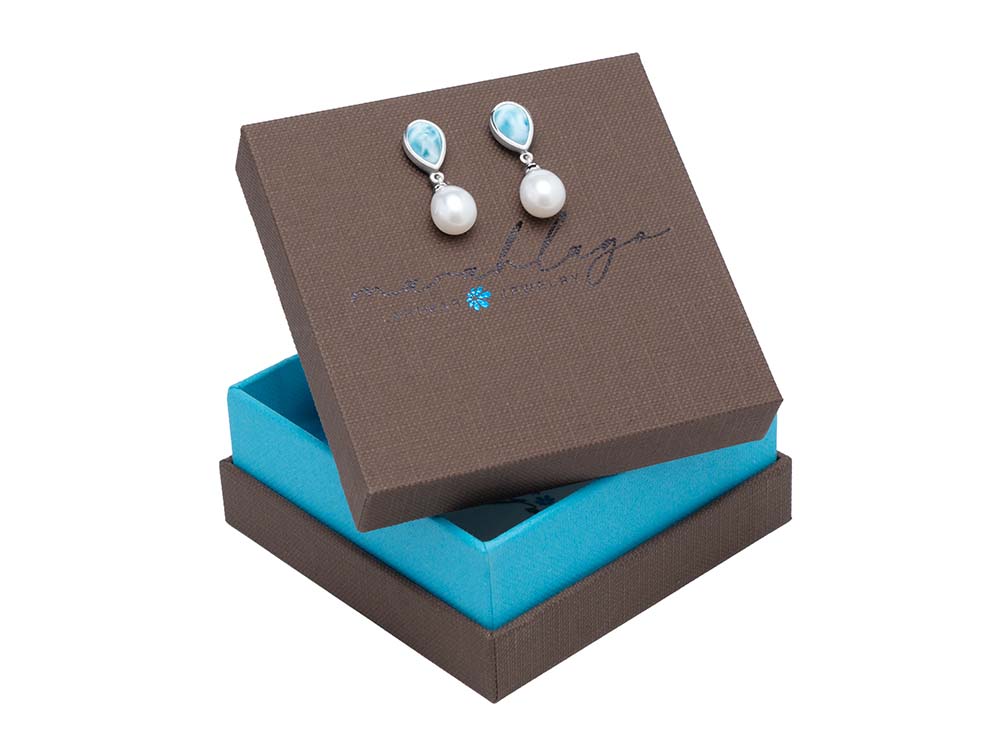 marahlagoマララゴ オパール＆ラリマー ピアス シルバー925 Omega Earrings with larimar and silver by marahlago