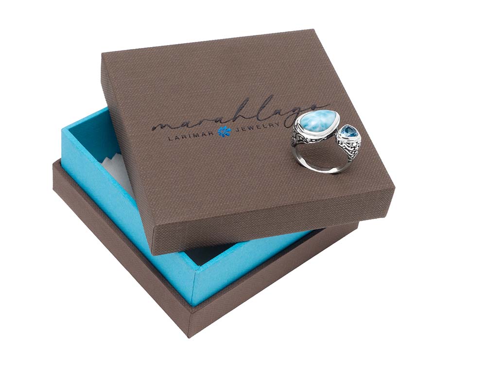 Vintage Ring in sterling silver and larimar by marahlago