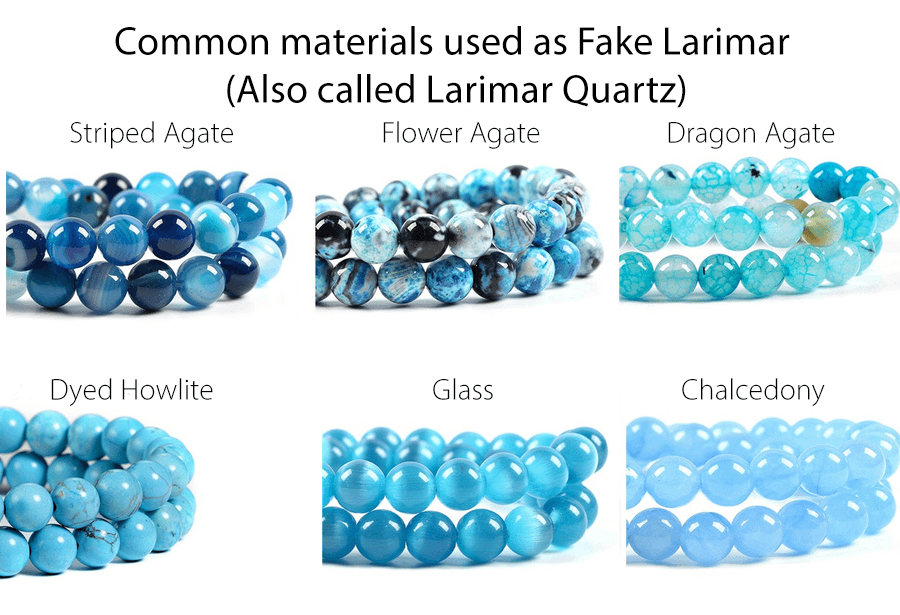 Larimar Quartz is fake Larimar made from other gemstones such as Agate, glass, Howlite or Chalcedony.