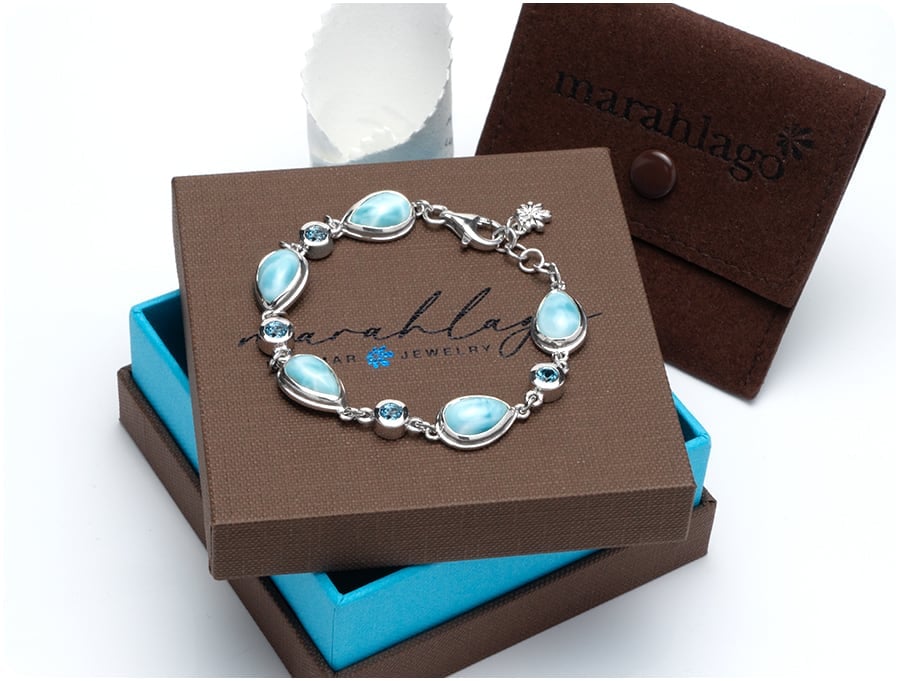 Larimar Atlantic Pear Bracelet Silver Marahlago
