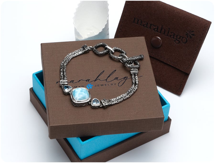 Antique Bracelet in sterling silver with larimar