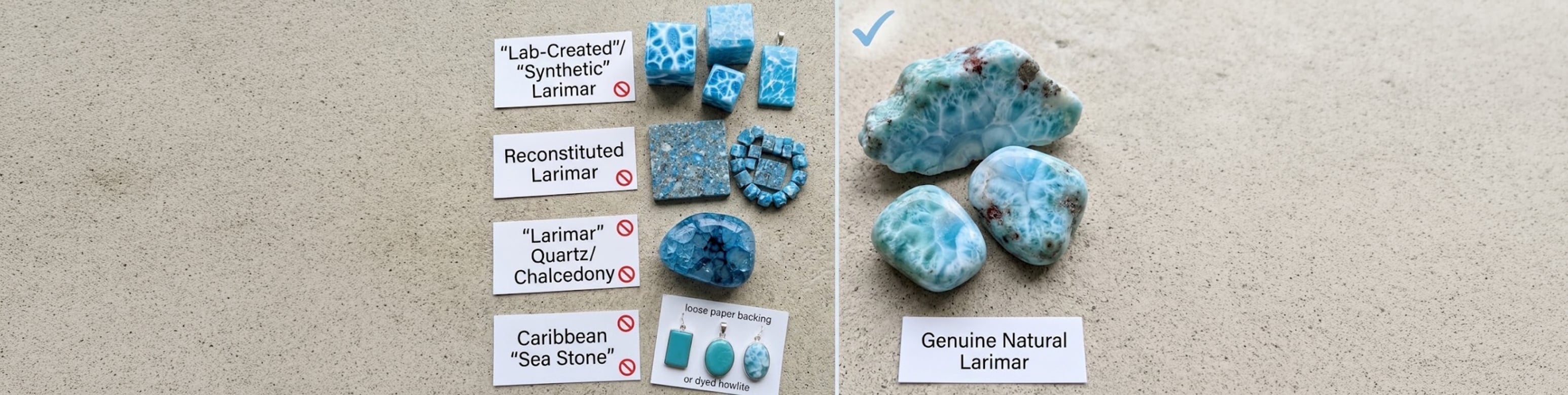 Assorted blue resin and glass blocks sold as imitation Larimar