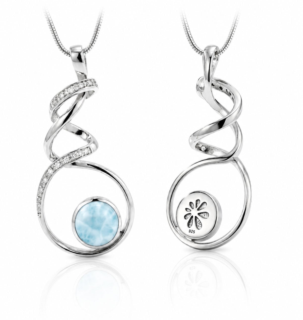 Authentic Marahlago Larimar pendant in sterling silver