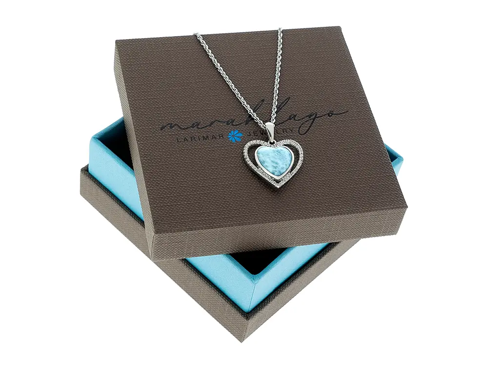 Infinity Heart Necklace with Larimar Gemstone by