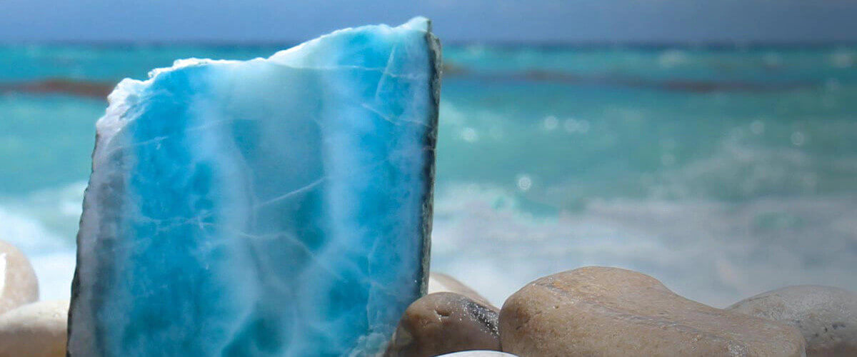 Larimar stone on the beach of the Dominican Republic.