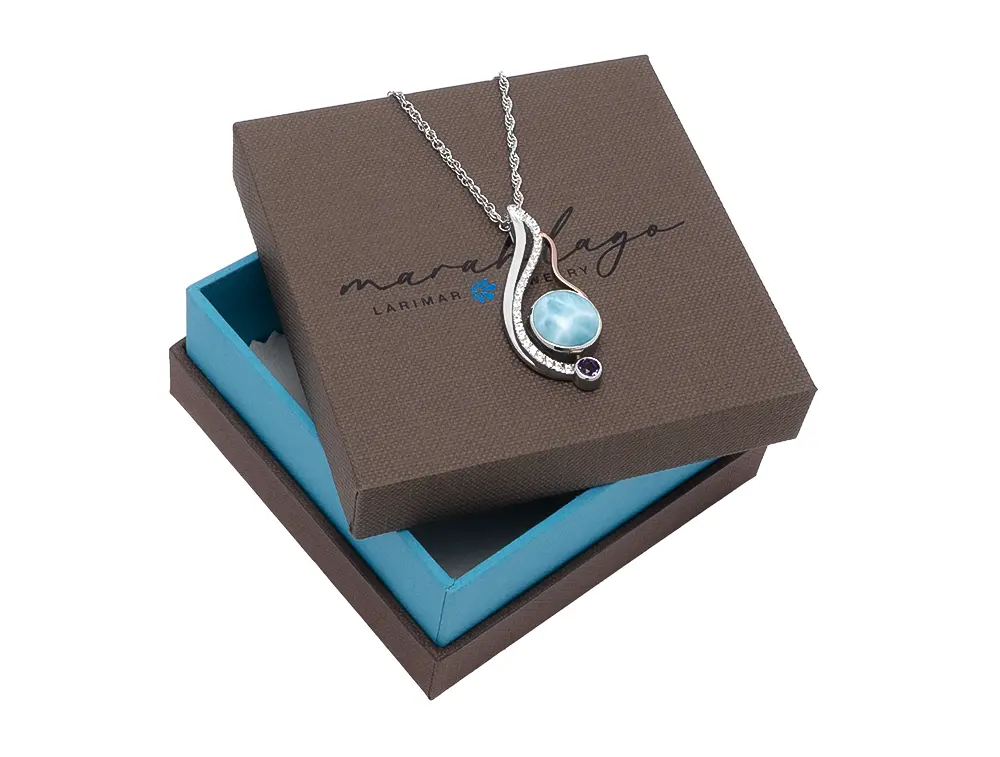 Lyla Larimar Necklace in silver by marahlago