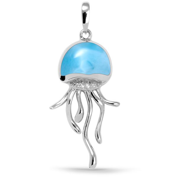 Marahlago Moon Jelly Necklace with genuine Larimar and sterling silver