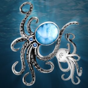 octopus jewelry with larimar gemstones, connecting with octopus spirit animal