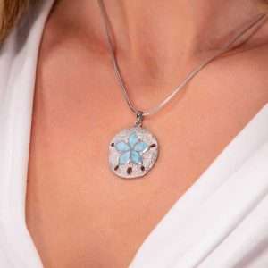 sand dollar larimar jewelry sea shell