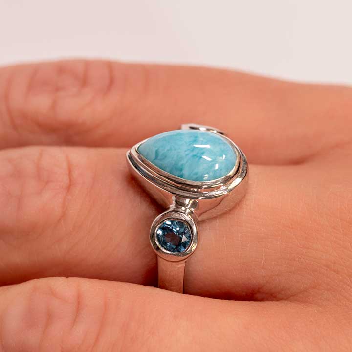 atlantic blue topaz ring with bezel setting