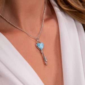 key heart larimar necklace 0484