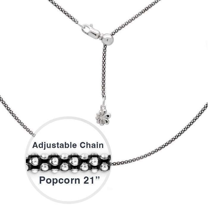 silver chain 21 inch popcorn