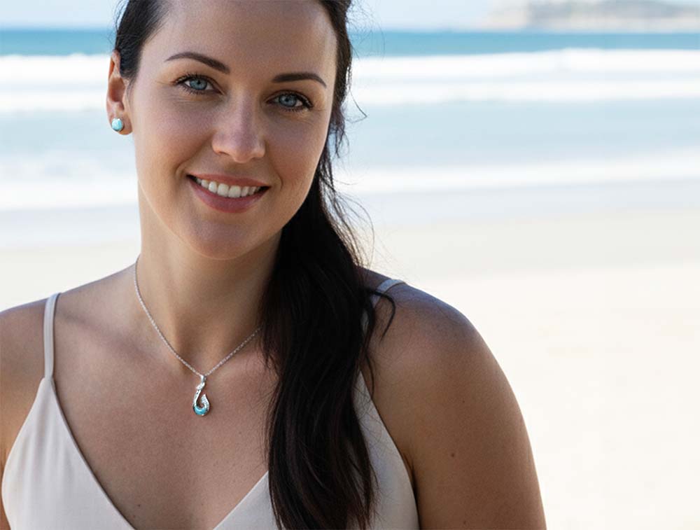 Fish Hook Pendant With White Sapphire in Sterling Silver by marahlago jewelry