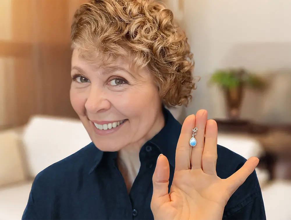 Larimar Sterling Silver Lyric Post Earrings Marahlago Jewelry pear Gemstone Blue Spinel 