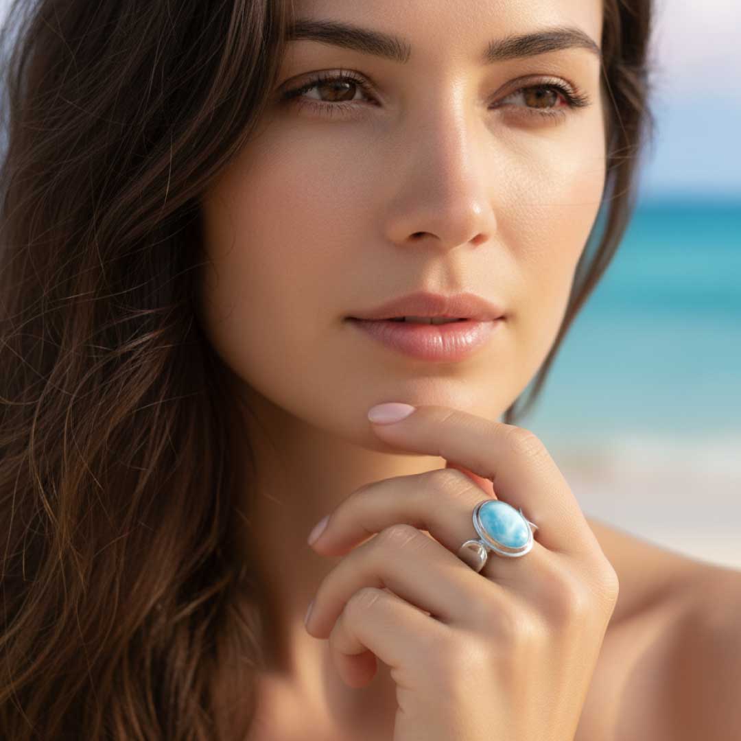 Silver Larimar Ring Caressa