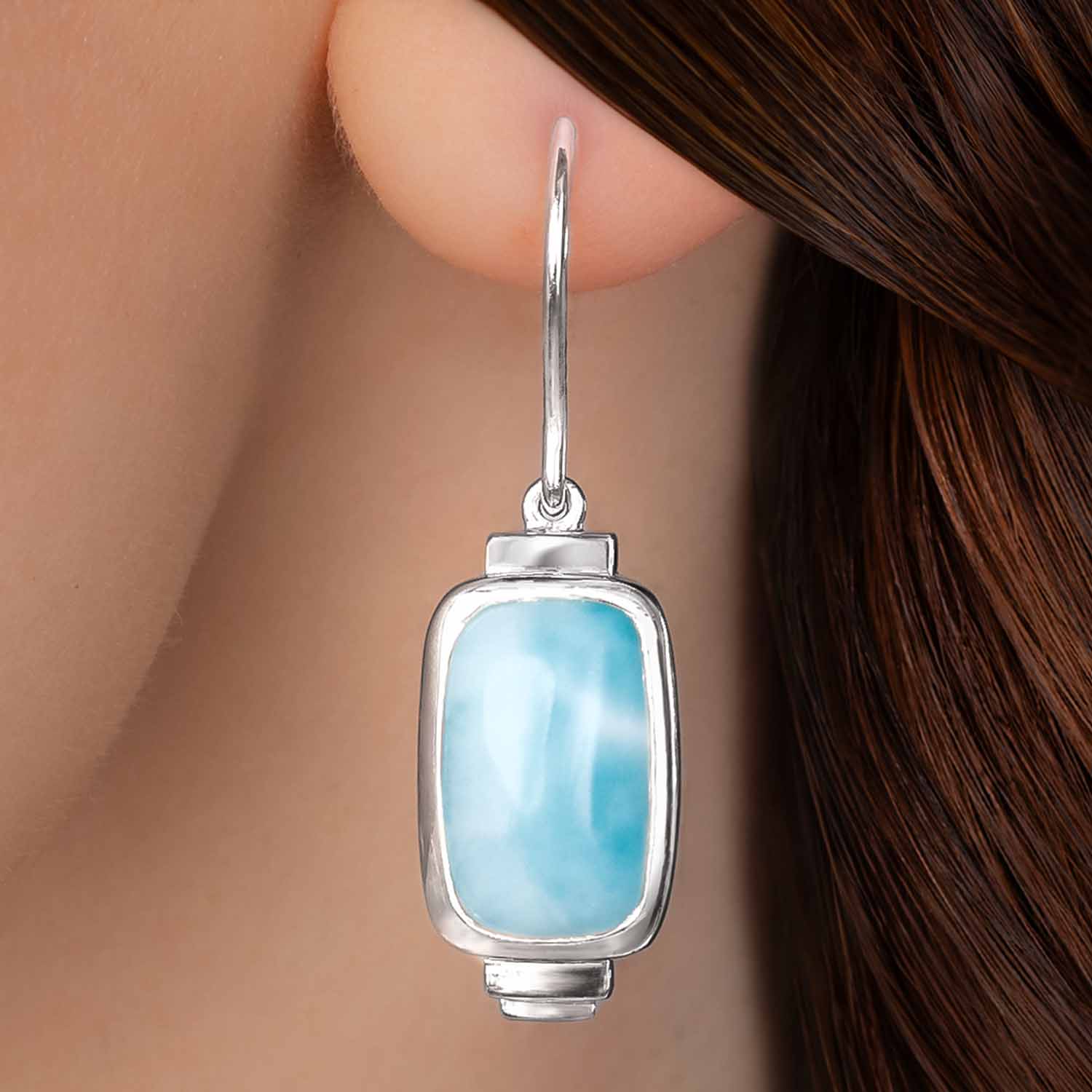 Larimar Sterling Silver Brie Wire Earrings Marahlago Jewelry 