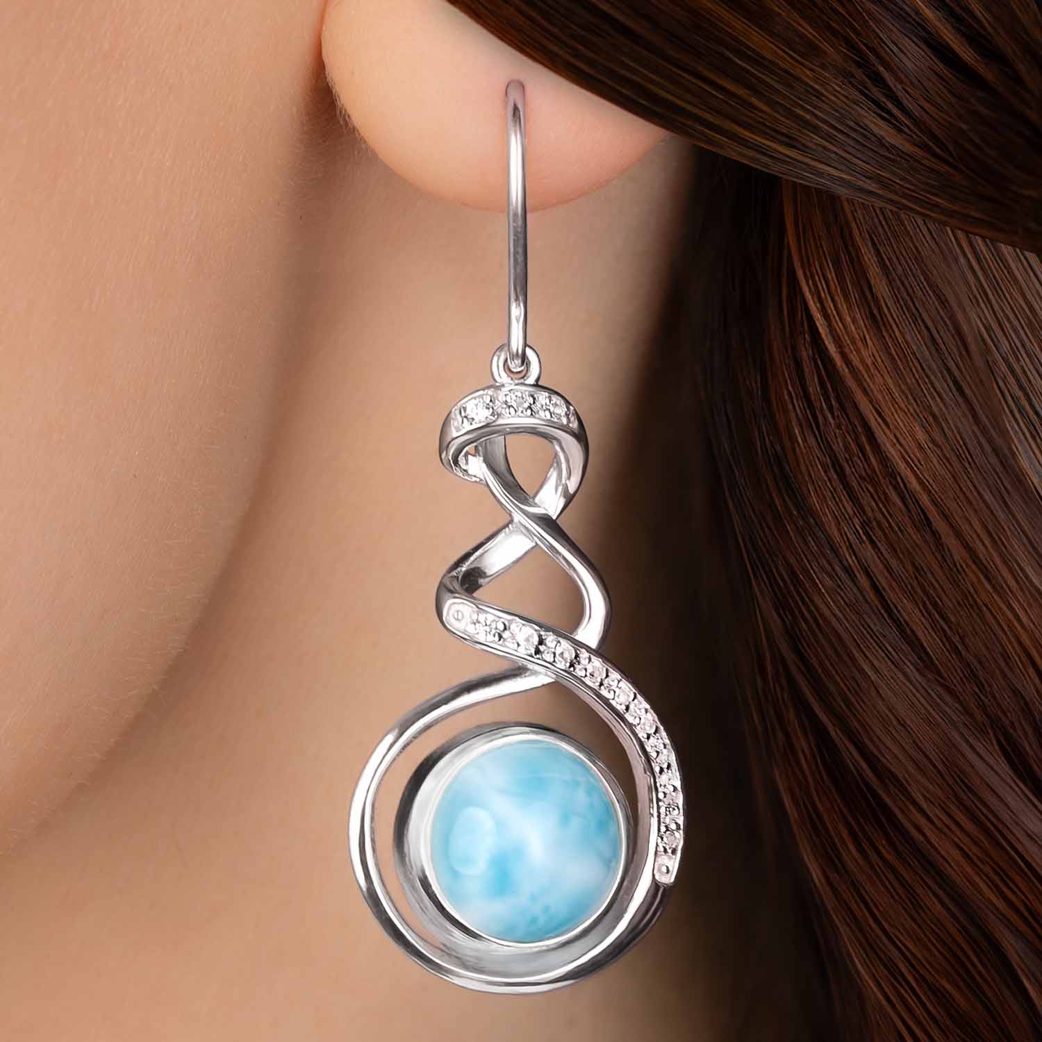 Statement Earrings with larimar and sapphire by marahlago