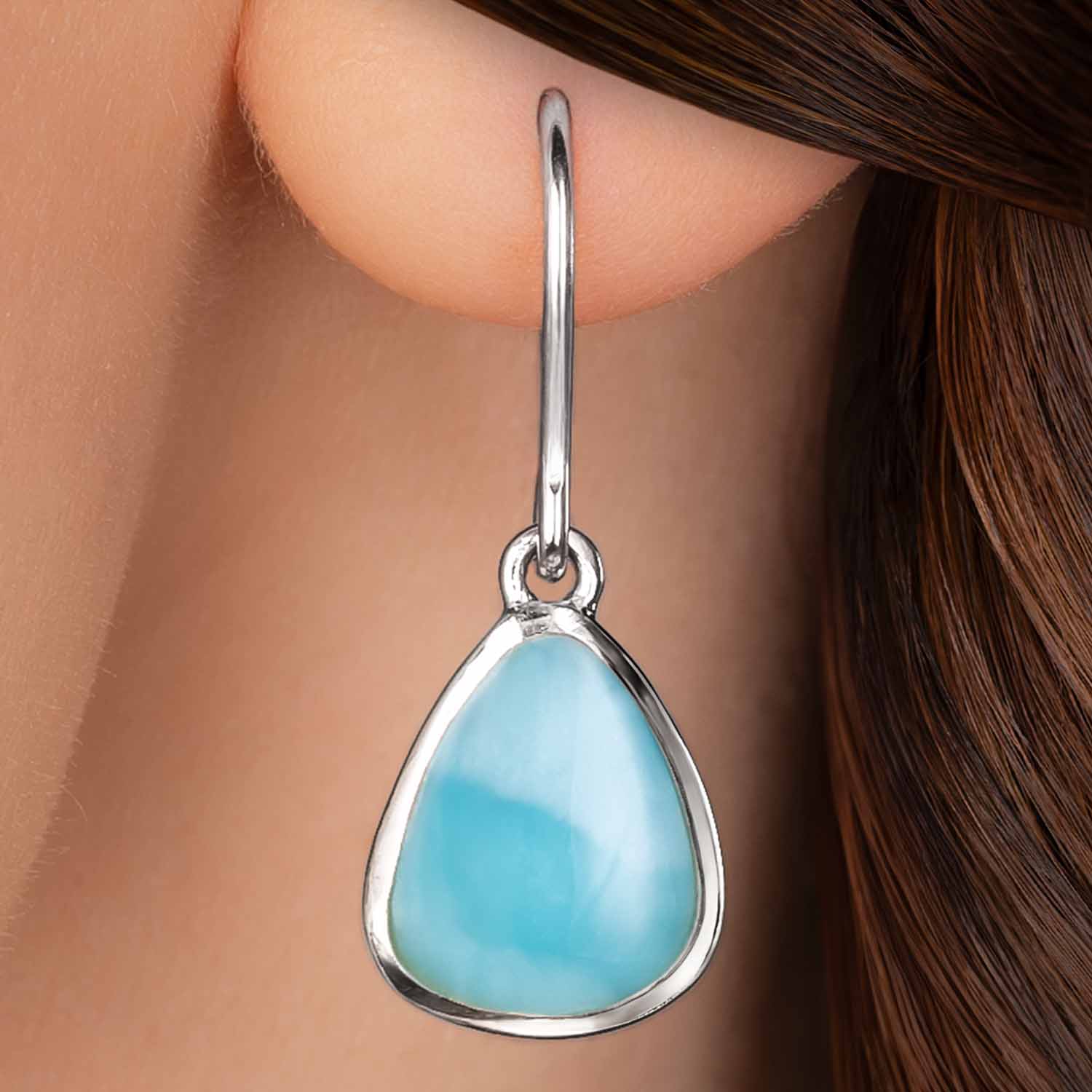 Simple cheyenne Earrings in larimar and silver by marahlago