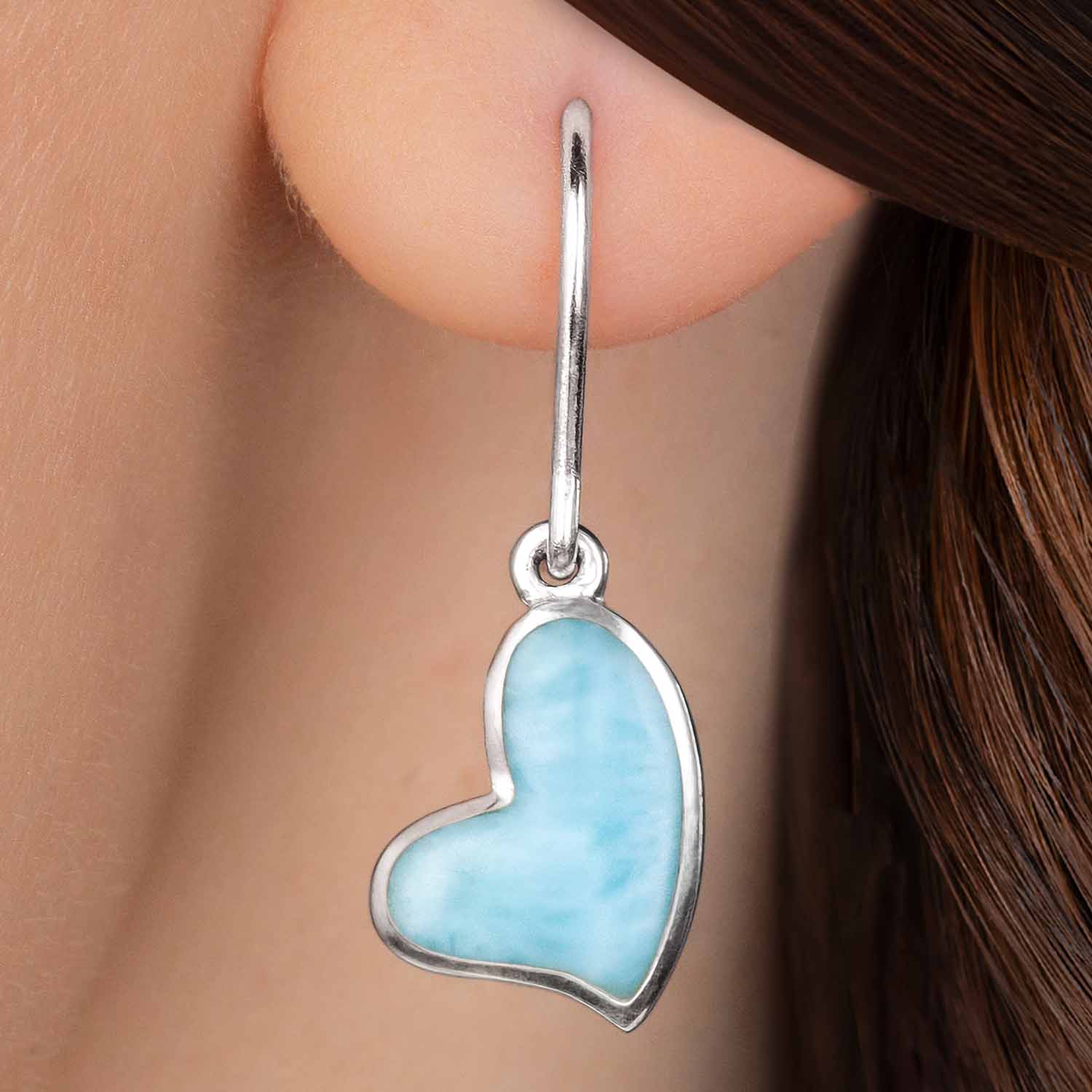 Heart Earrings in Sterling silver by Marahlago Larimar 