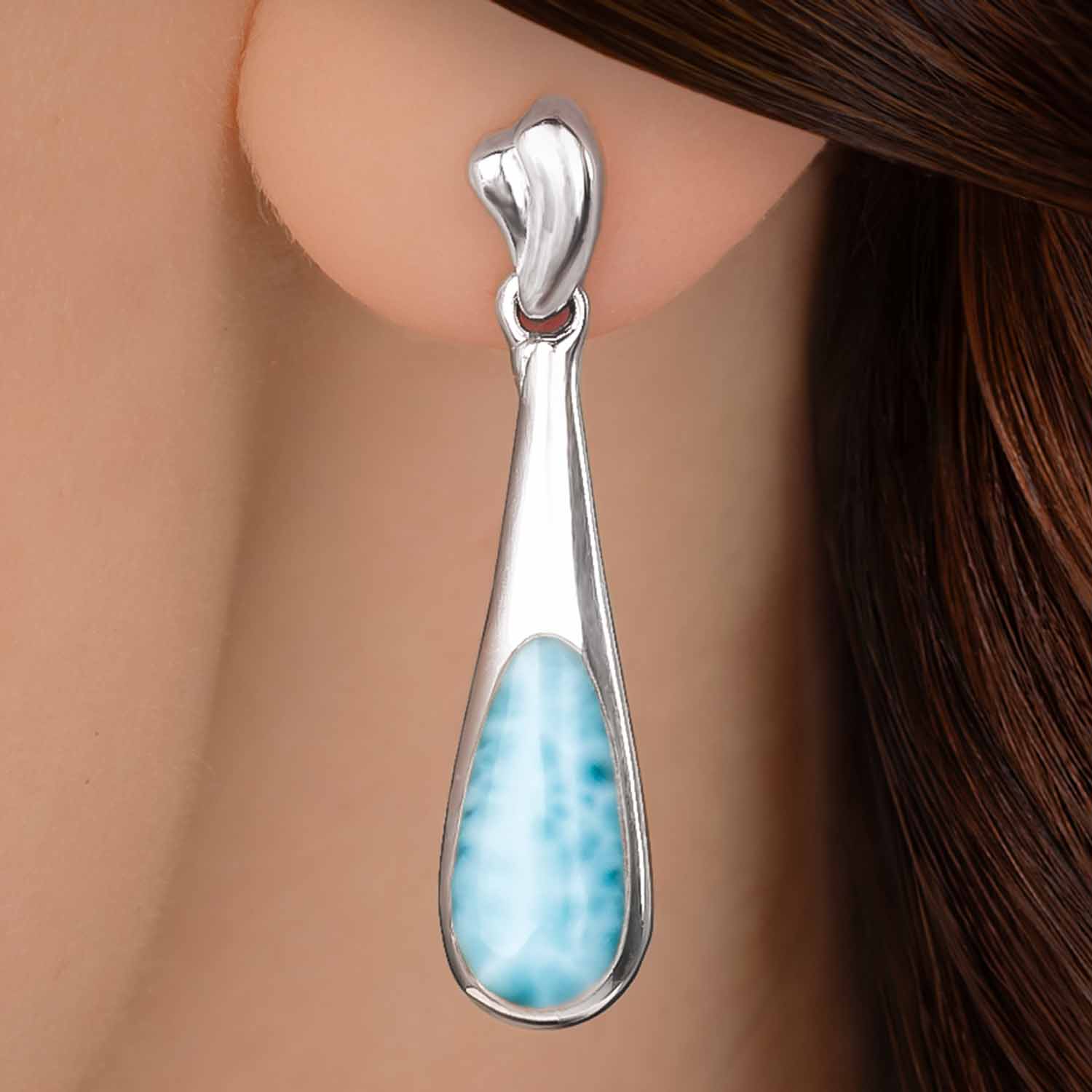Indra silver larimar earrings marahlago