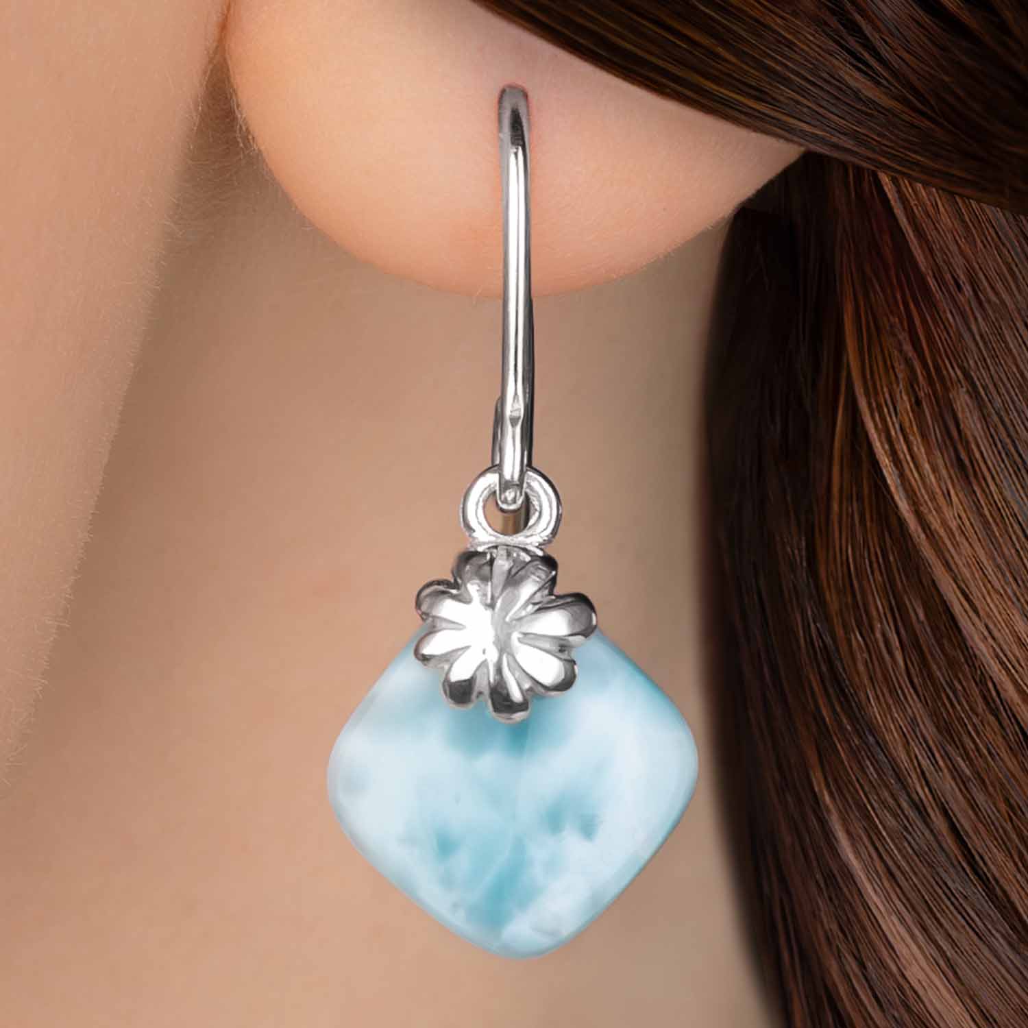 silver earrings abril with larimar