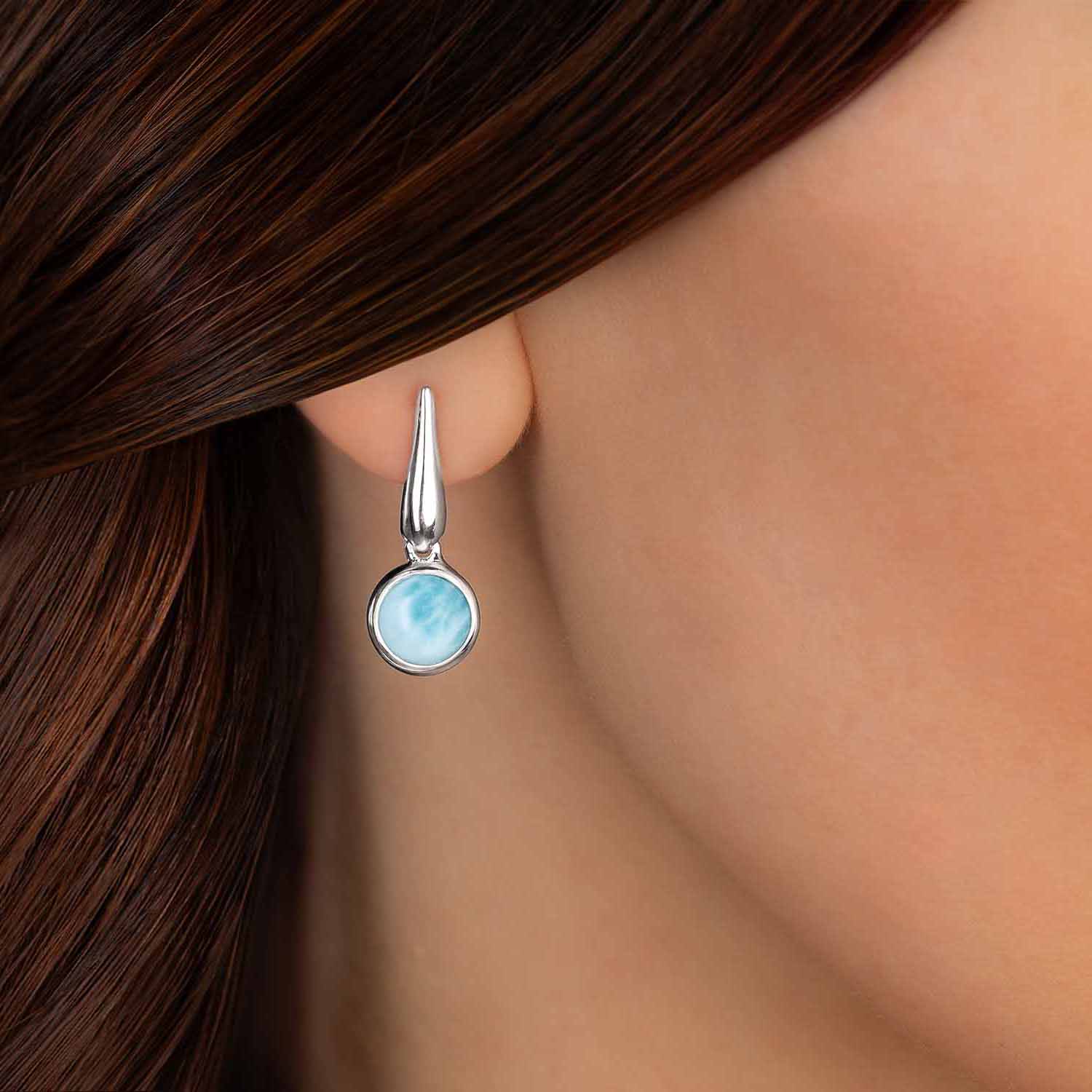 Drop Earrings in sterling silver with larimar