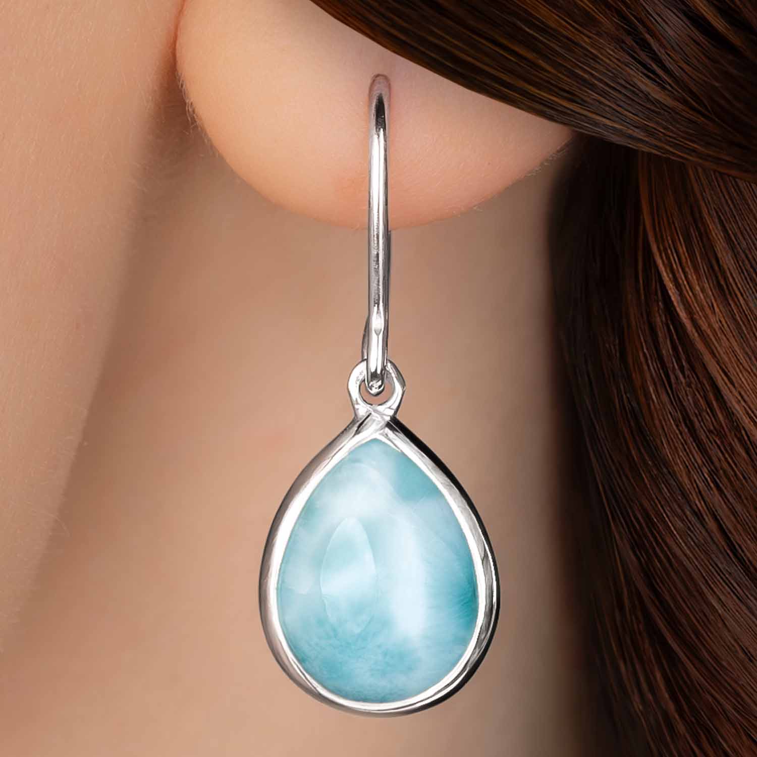 Earring Larimar Stone Silver Marahlago