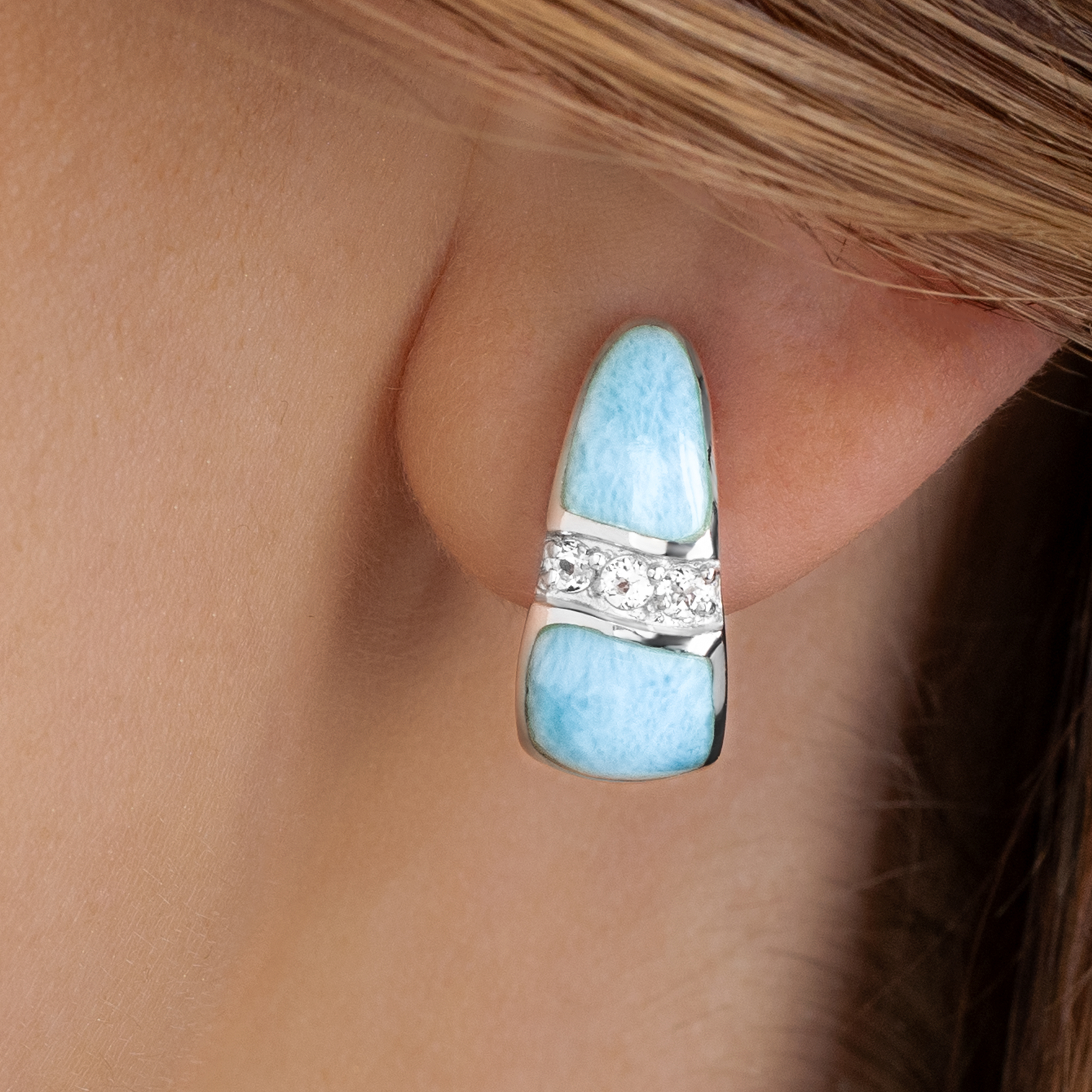 Omega Earrings with larimar and silver by marahlago