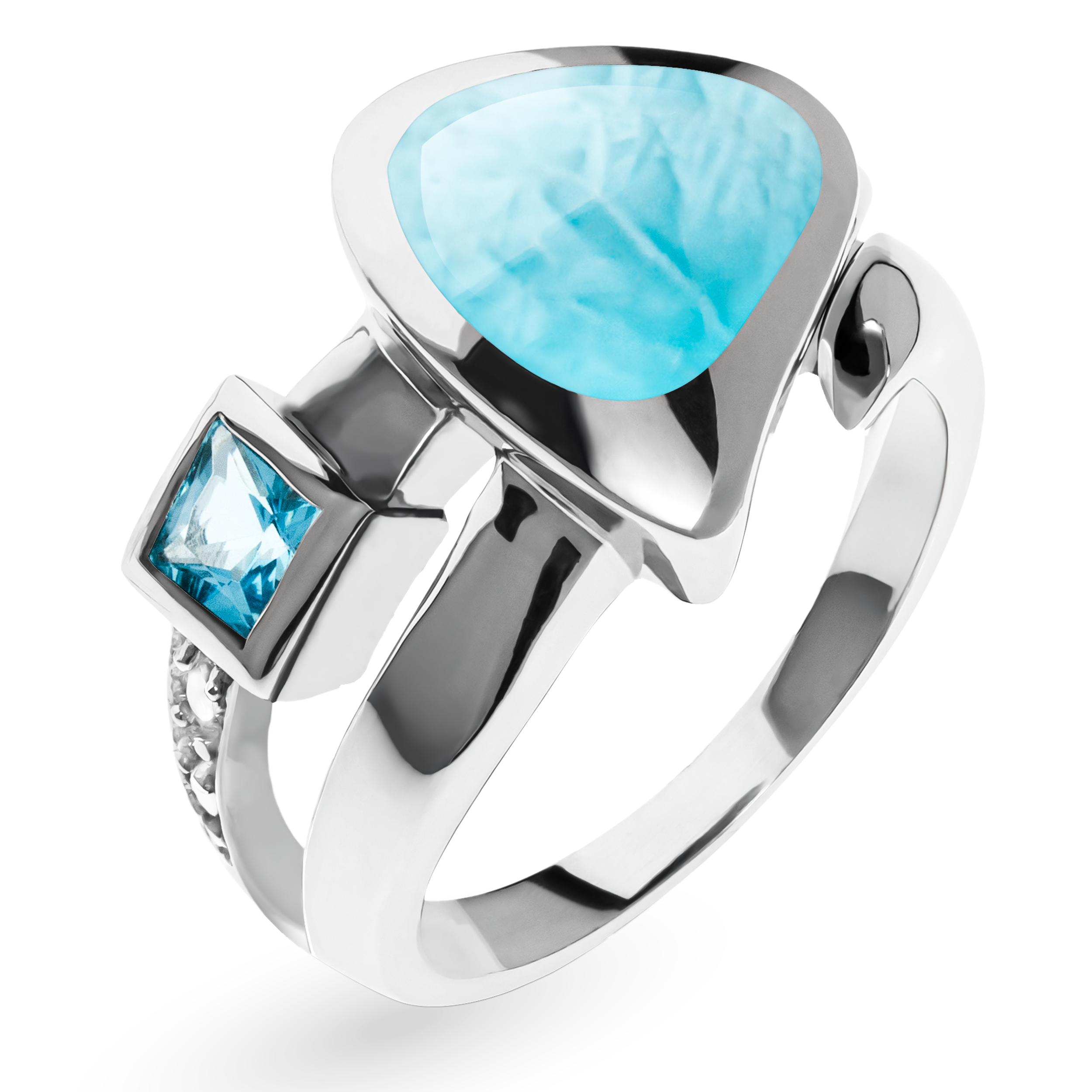 Lafuma RING CANNAGE ラフマ HI-TECH Black Ceramic Ring with Blue Opal & Hawaiian Koa