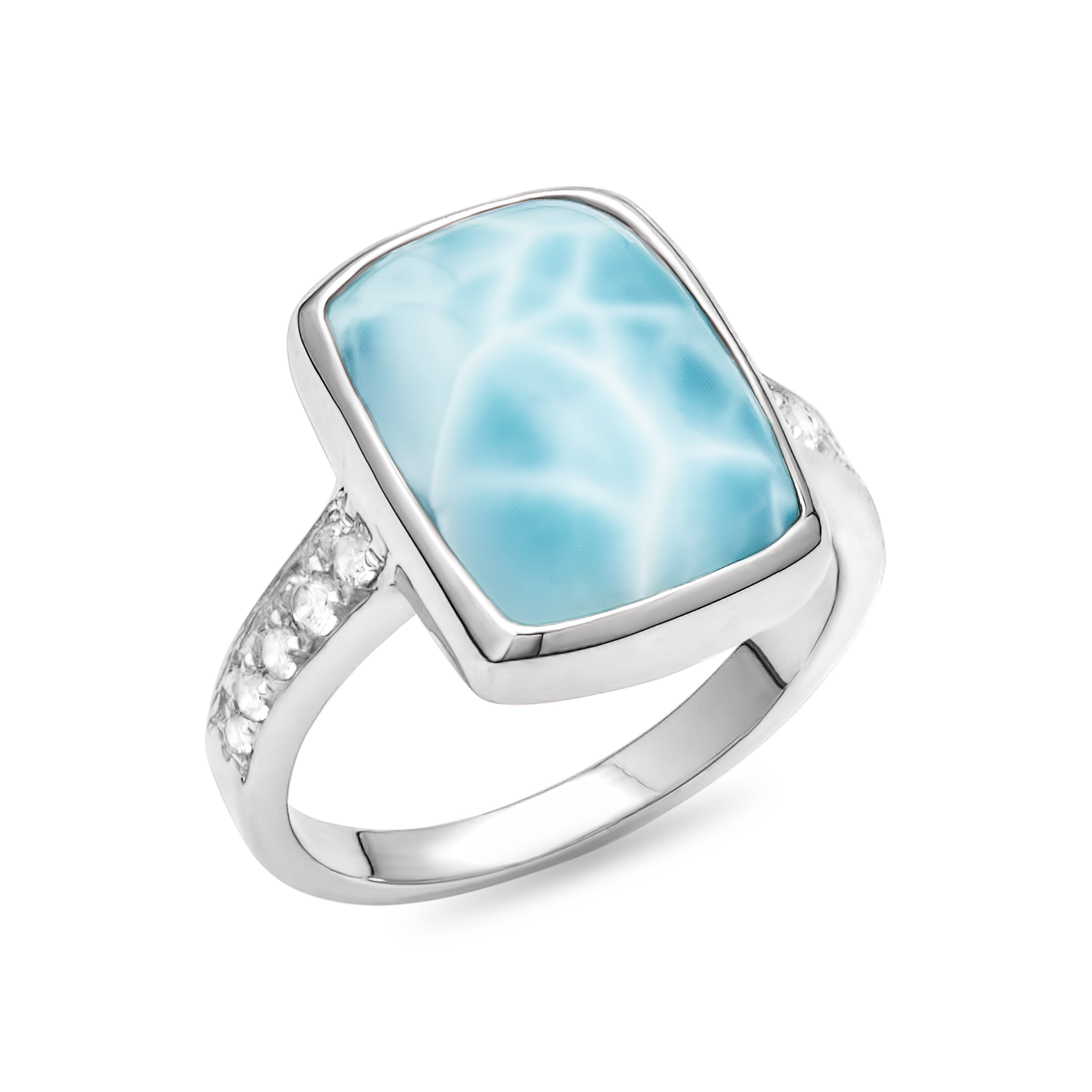 White Sapphire Ring with larimar in silver by marahlago