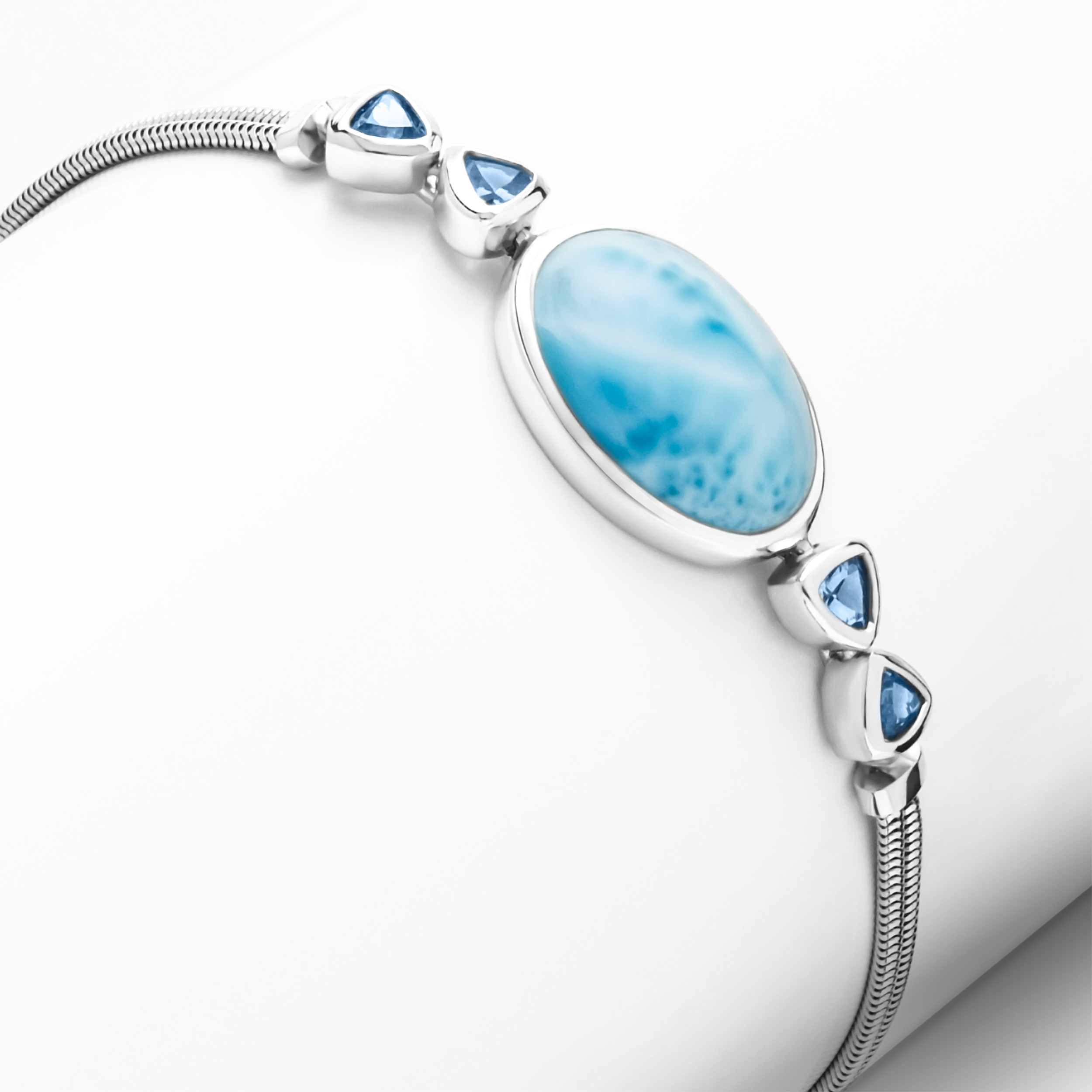 Larimar Bracelet with Silver and Spinel by marahlago
