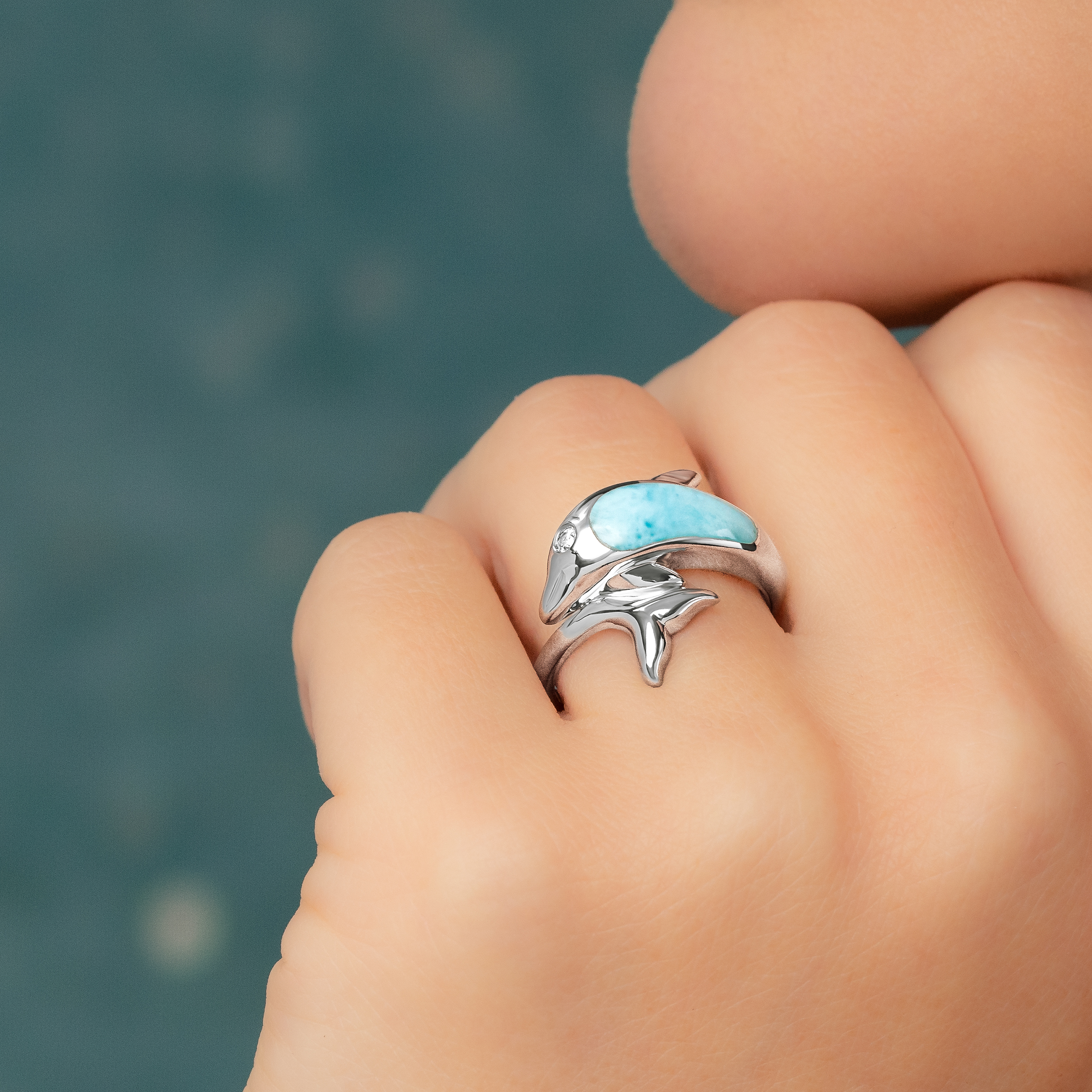 Larimar Dolphin Ring Marahlago