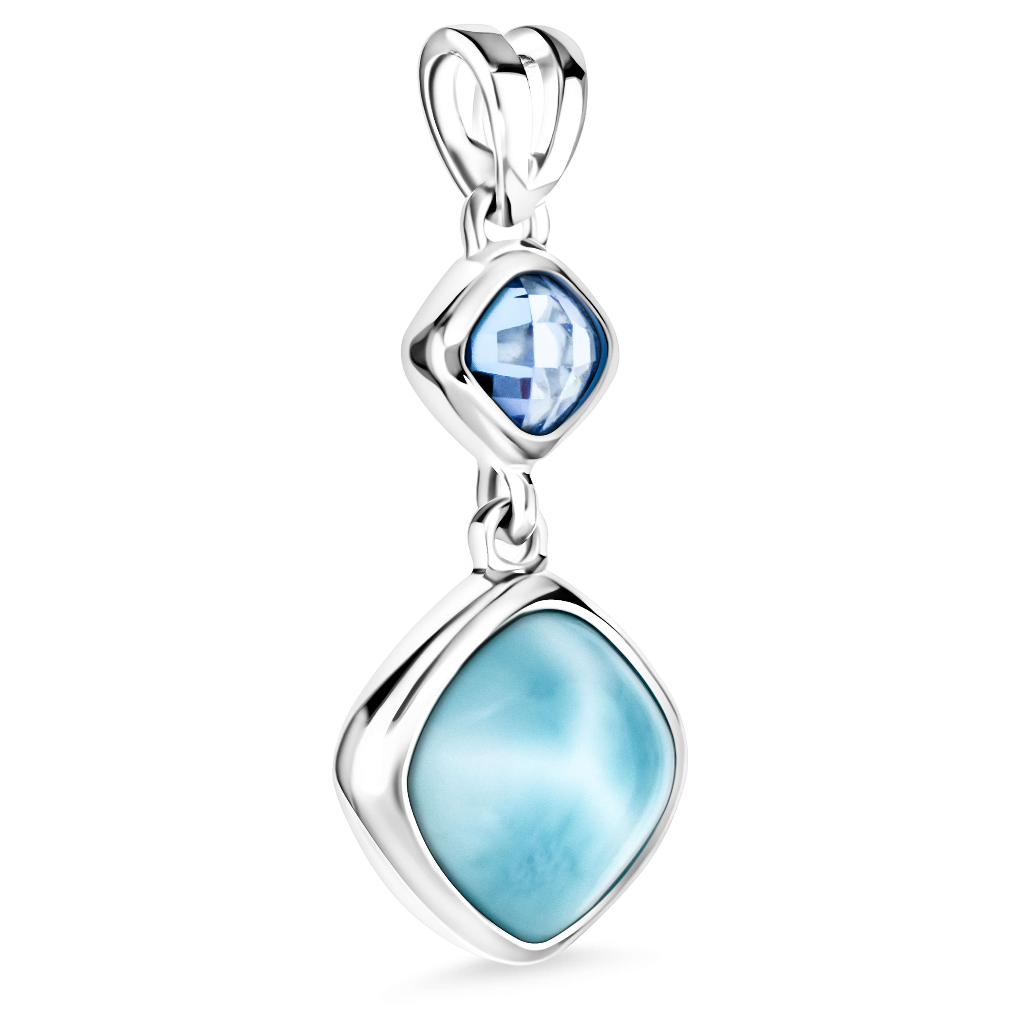ヴィンテージ 刻印 有名 Marahlago ラリマー シルバー ペンダント Larimar Silver blue spinel square Necklace by Marahlago