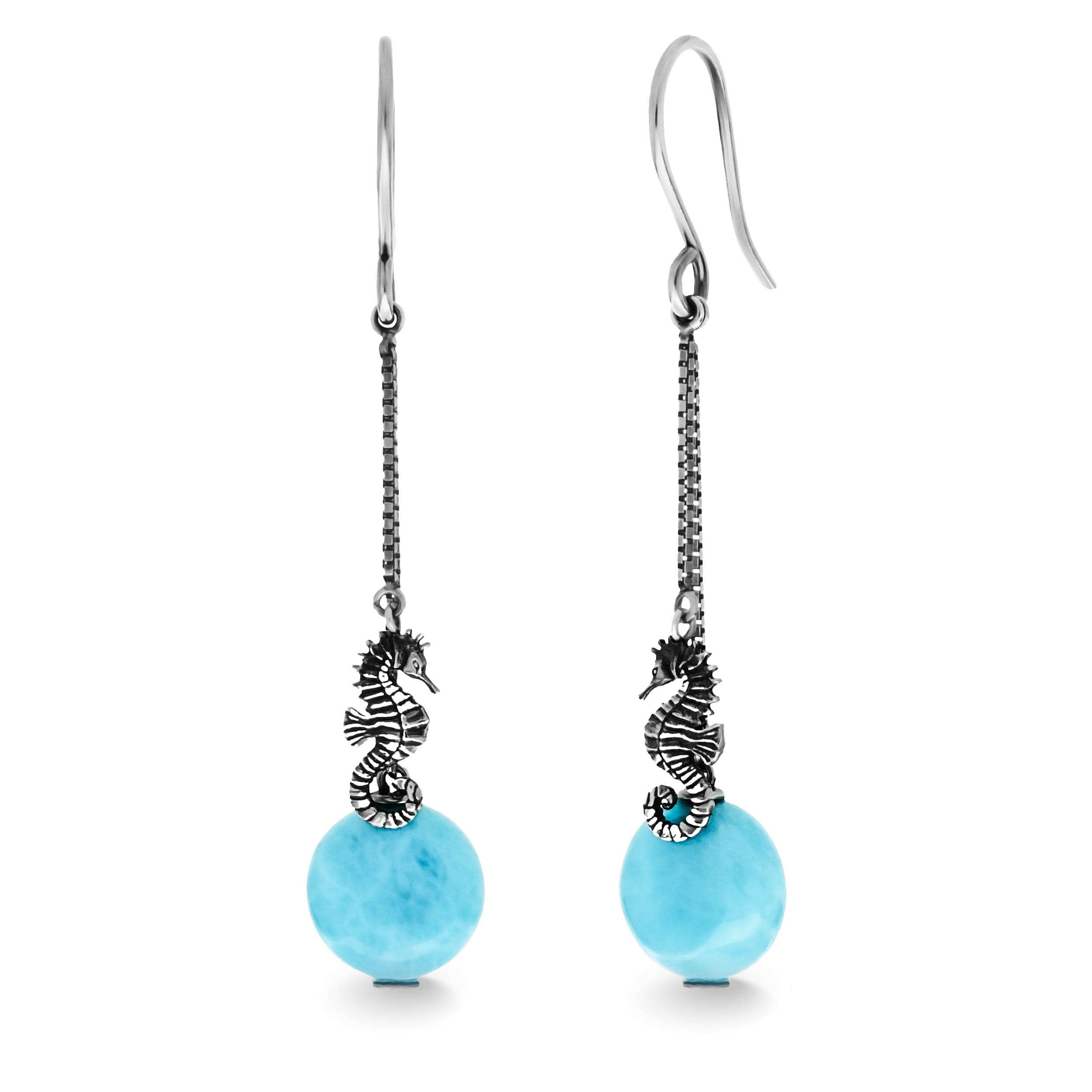 Seahorse Dangle Earrings in sterling silver by Marahlago