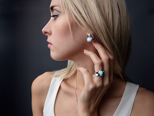 Caressa Ring in sterling silver and larimar by Marahlago