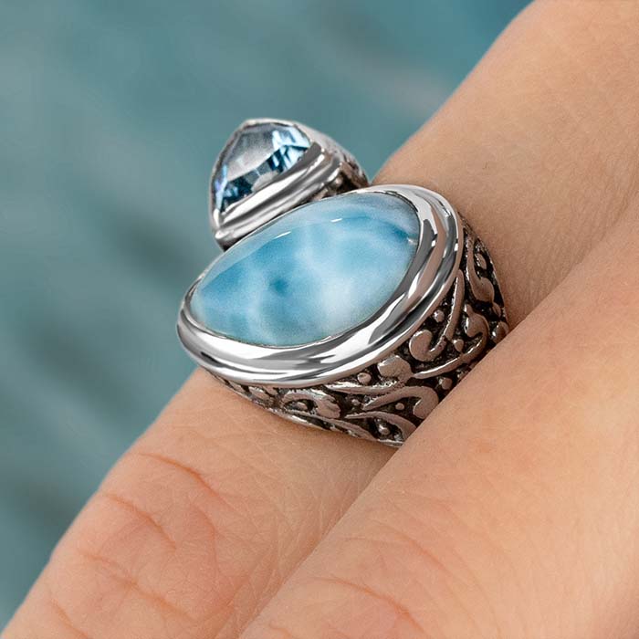 Vintage Ring in sterling silver with larimar by marahlago 