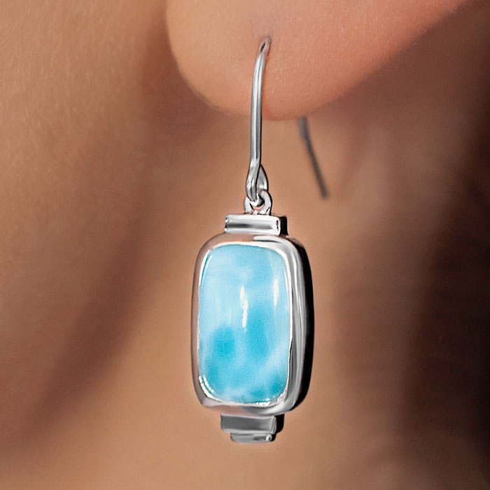 Larimar Sterling Silver Brie Wire Earrings Marahlago Jewelry 