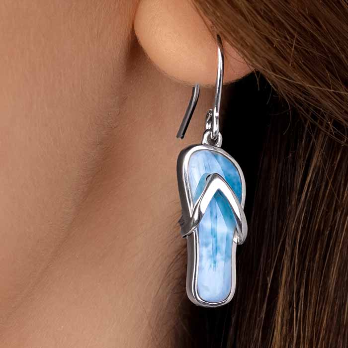 Flip Flop Earrings in Sterling silver by Marahlago Larimar 