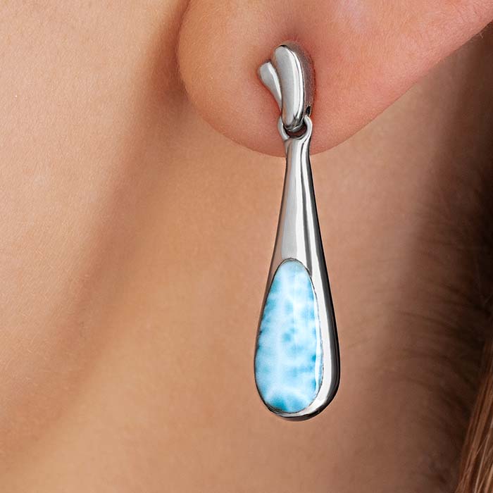 Light Blue earrings with larimar and silver by marahlago