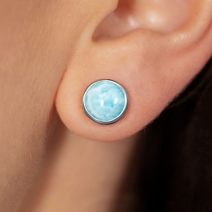 Stud Earring in sterling Silver with Larimar by marahlago