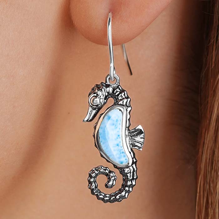 Seahorse Earrings in Sterling Silver 