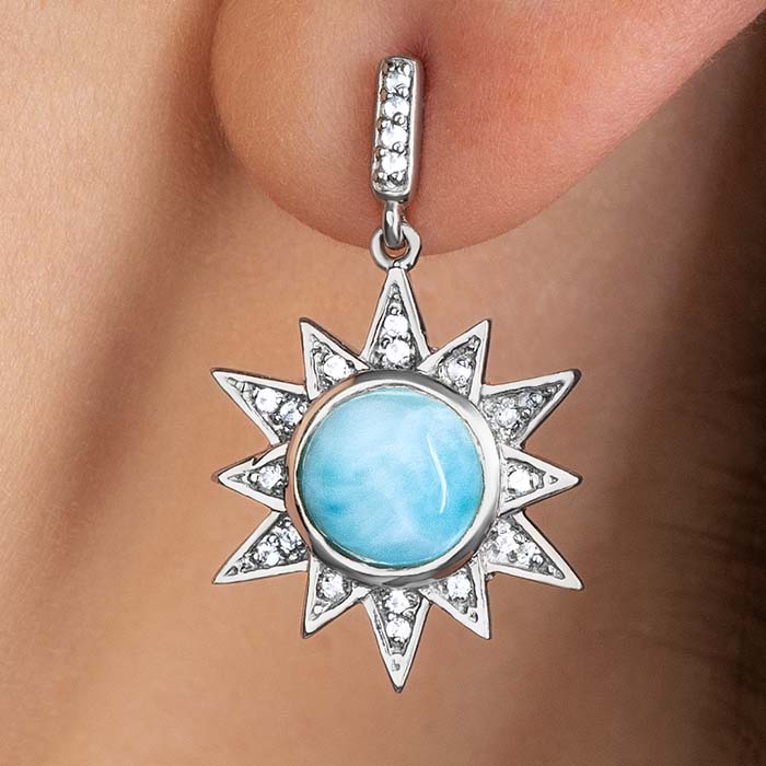 Sun Earrings with larimar by marahlago