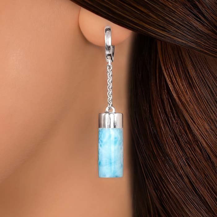 Larimar Sterling Silver Castaway Hoop Earrings Marahlago Jewelry 