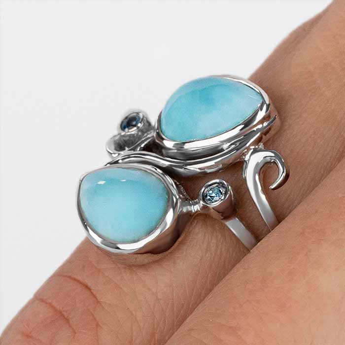 Lyric ring in sterling silver with larimar by marahlago