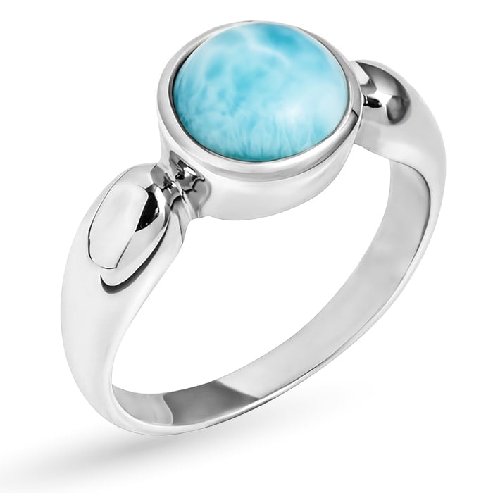 Solitaire Ring in sterling silver with larimar stones by Marahlago 