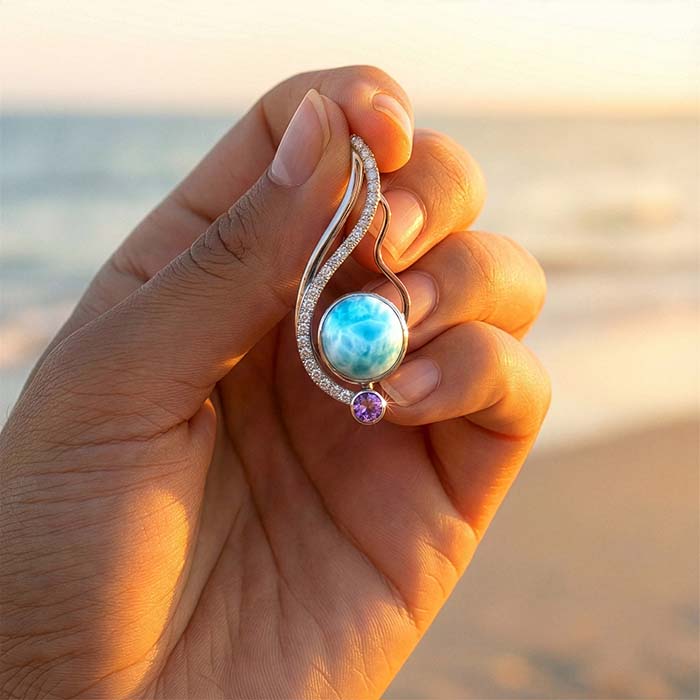 Larimar Necklace with Amethyst