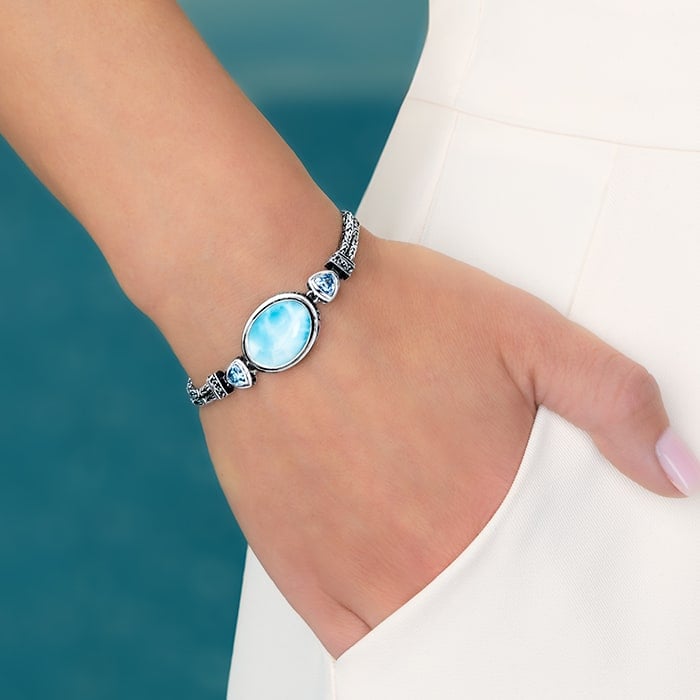 Vintage Bracelet in sterling silver and larimar by marahlago 