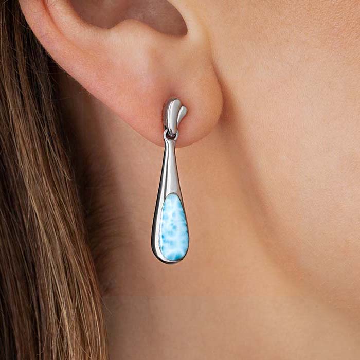 Light Blue earrings with larimar and silver by marahlago