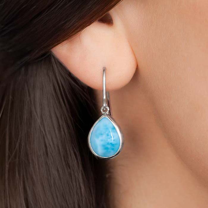 Silver dangle earrings with larimar by marahlago